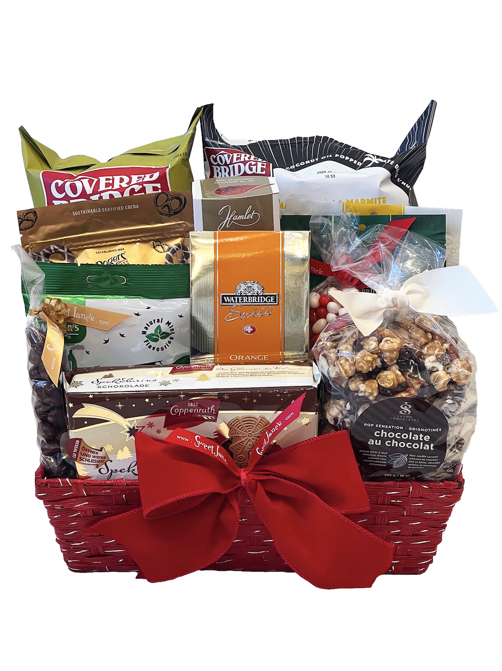 Happy Holidays Gift Basket | Chocolate Covered Gluten Free Pretzels [4 Flavors] Gourmet Holiday Gift | Same Day Delivery Items for Christmas, New